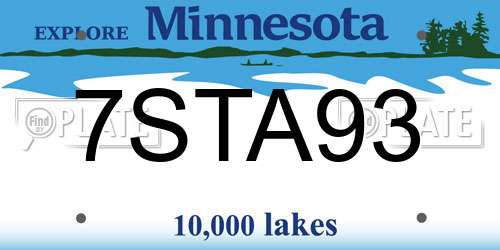 7STA93 Minnesota License Plate