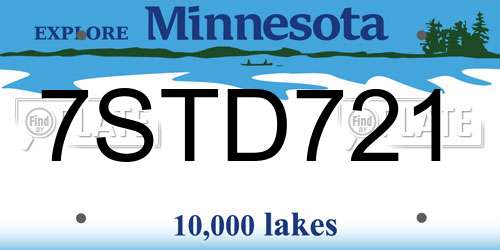 7STD721 Minnesota License Plate