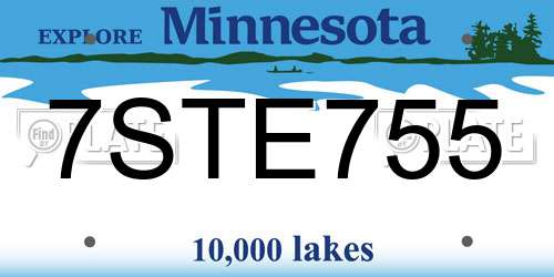 7STE755 Minnesota License Plate