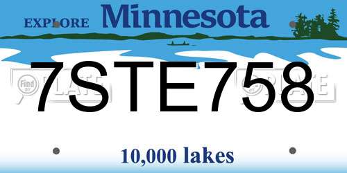 7STE758 Minnesota License Plate