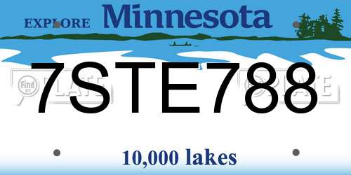 7STE788 Minnesota License Plate