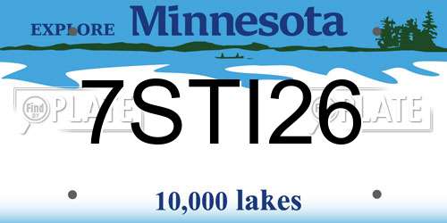 7STI26 Minnesota License Plate