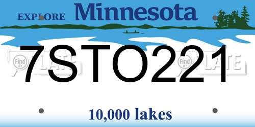 7STO221 Minnesota License Plate