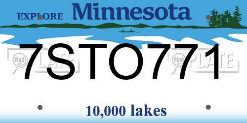 7STO771 Minnesota License Plate