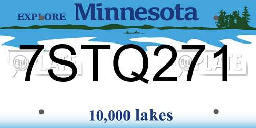 7STQ271 Minnesota License Plate