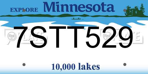 7STT529 Minnesota License Plate