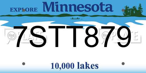 7STT879 Minnesota License Plate