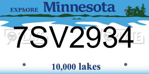 7SV2934 Minnesota License Plate