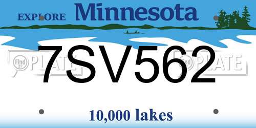 7SV562 Minnesota License Plate