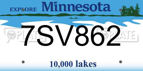 7SV862 Minnesota License Plate