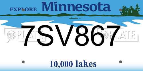 7SV867 Minnesota License Plate