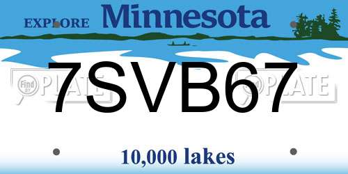 7SVB67 Minnesota License Plate