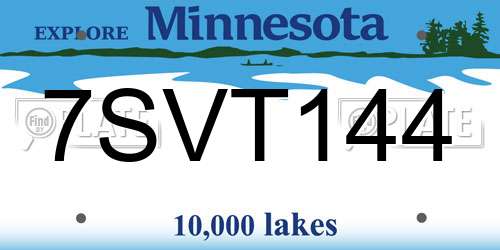 7SVT144 Minnesota License Plate