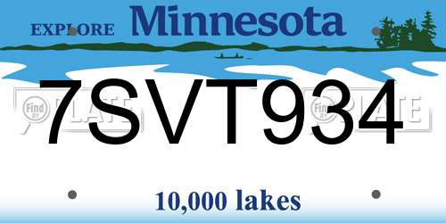 7SVT934 Minnesota License Plate