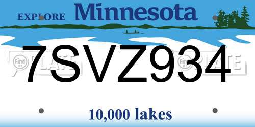 7SVZ934 Minnesota License Plate