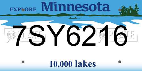 7SY6216 Minnesota License Plate
