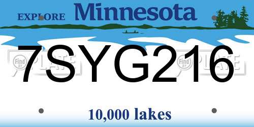 7SYG216 Minnesota License Plate