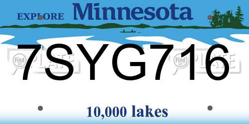 7SYG716 Minnesota License Plate