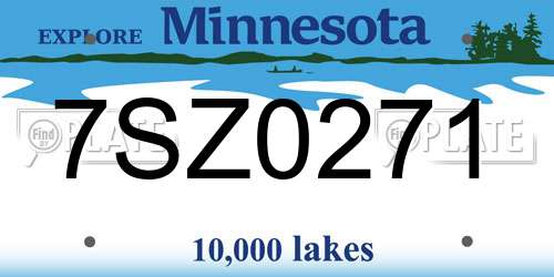 7SZ0271 Minnesota License Plate