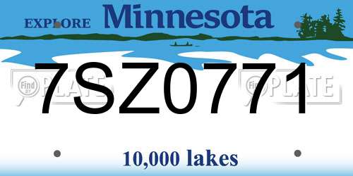 7SZ0771 Minnesota License Plate