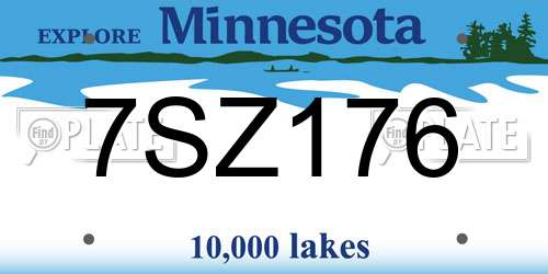 7SZ176 Minnesota License Plate