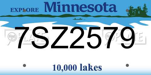 7SZ2579 Minnesota License Plate