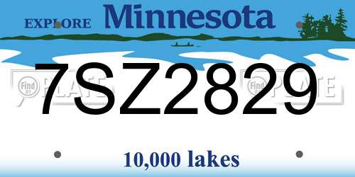 7SZ2829 Minnesota License Plate