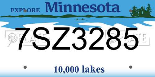 7SZ3285 Minnesota License Plate