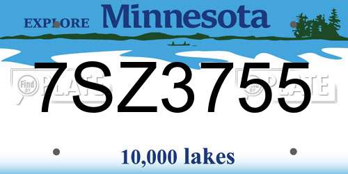 7SZ3755 Minnesota License Plate