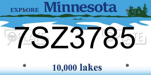 7SZ3785 Minnesota License Plate