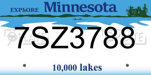 7SZ3788 Minnesota License Plate