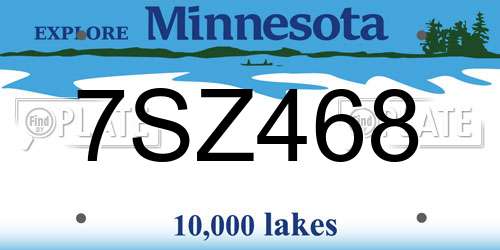 7SZ468 Minnesota License Plate