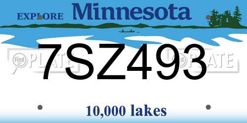 7SZ493 Minnesota License Plate