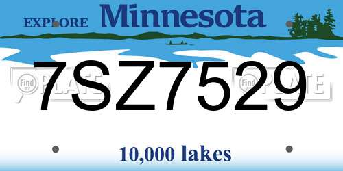 7SZ7529 Minnesota License Plate