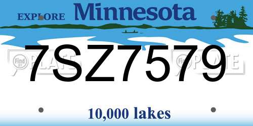 7SZ7579 Minnesota License Plate