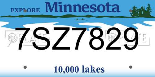 7SZ7829 Minnesota License Plate