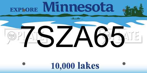 7SZA65 Minnesota License Plate