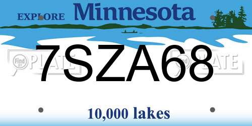 7SZA68 Minnesota License Plate
