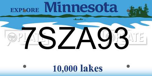 7SZA93 Minnesota License Plate