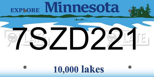 7SZD221 Minnesota License Plate