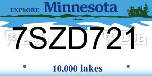 7SZD721 Minnesota License Plate