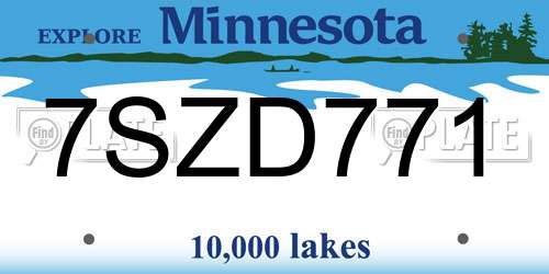 7SZD771 Minnesota License Plate