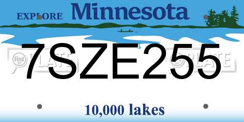 7SZE255 Minnesota License Plate