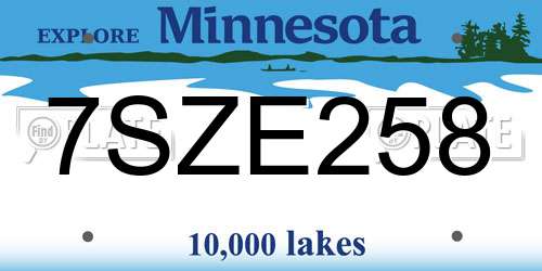 7SZE258 Minnesota License Plate