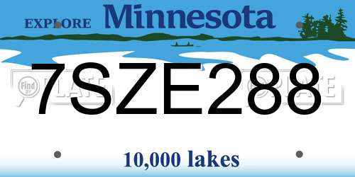 7SZE288 Minnesota License Plate