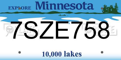 7SZE758 Minnesota License Plate