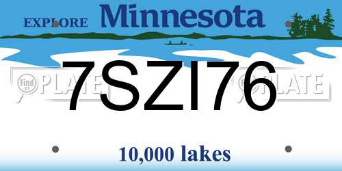 7SZI76 Minnesota License Plate