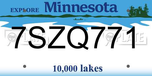 7SZQ771 Minnesota License Plate