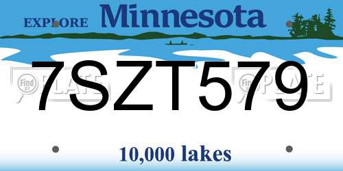 7SZT579 Minnesota License Plate