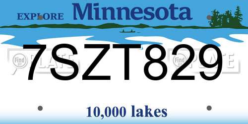 7SZT829 Minnesota License Plate